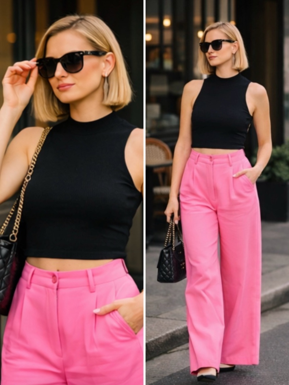 Sz S Estee Brown Paris Pink High Waist Wide Leg Tailored Trouser Pant EUC - Picture 5 of 5